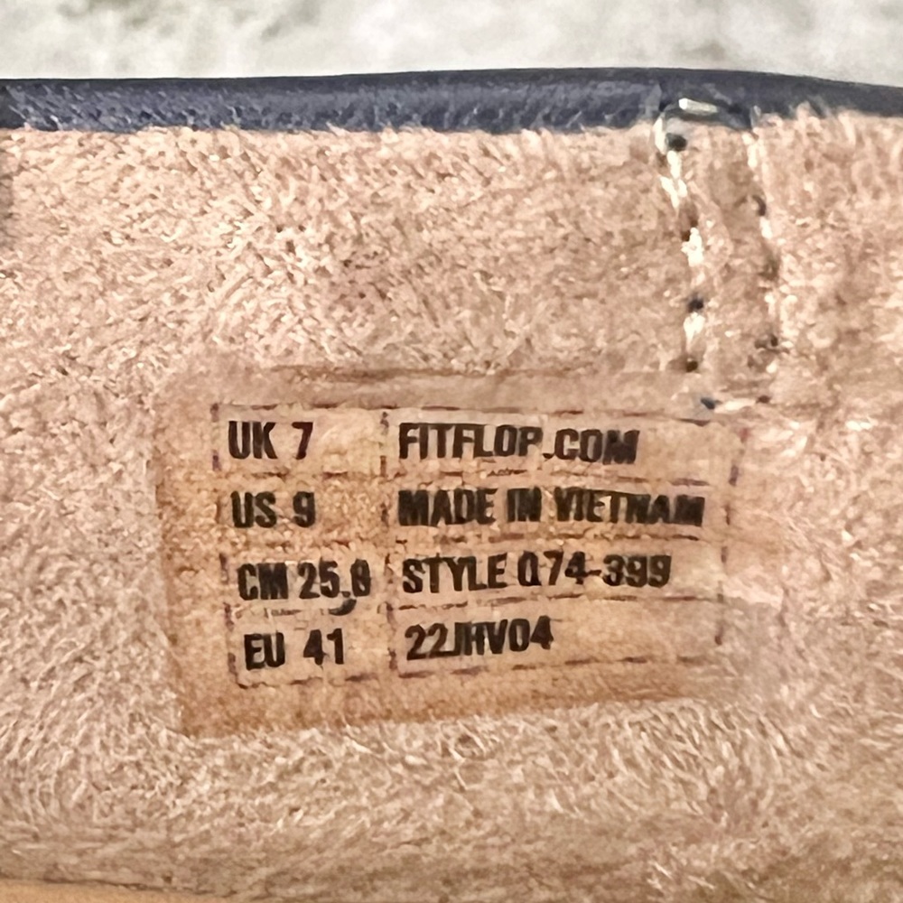 Fitflop Allegro Navy Blue Soft Leather Ballerina Round Toe Stretch Flats Size 9 - Picture 4 of 8